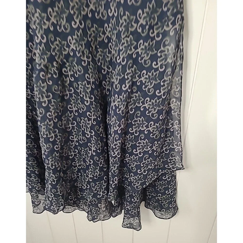 Sundance Silk Boho Wrap Skirt Womens Size 10 Blue Tan Floral Tie Waist Lagenlook